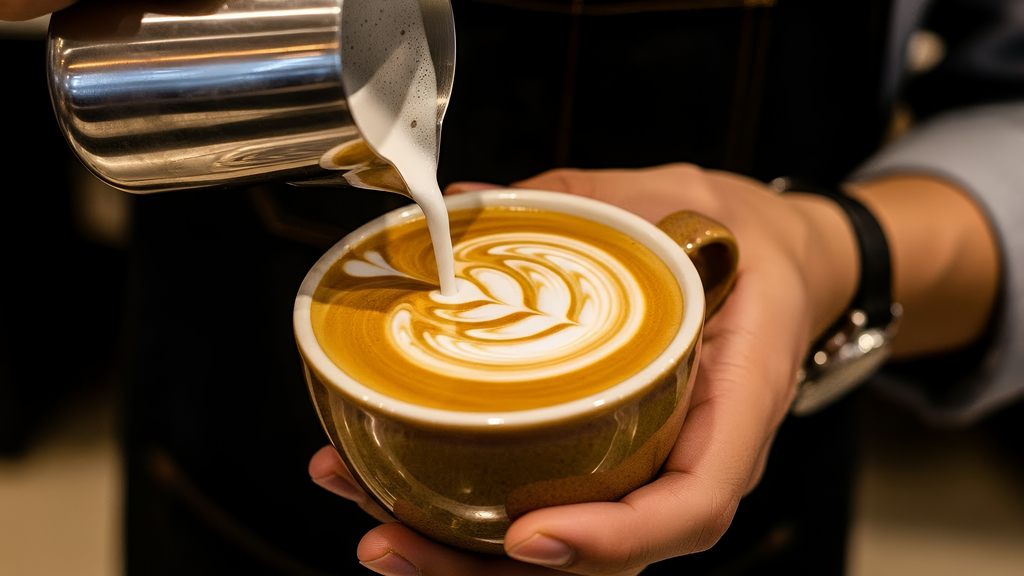 Préparation d'un flat white coffee